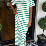 Women's Striped T-Shirt Dress with Pockets