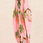 Unique Drop Shoulder Sleeve Coconut Tree Printed Dress