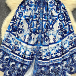 Sleeveless Belt Buckle Buttoned Contrast Color Floral Printed Midi Dresses