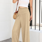 Cotton and linen distressed mid-rise wide-leg trousers