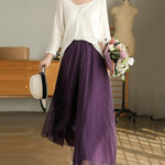 Casual Solid Color Chiffon Column Wide Leg Pants&Skirt