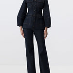 Long Sleeves Puff Sleeves Buttoned Pockets Split-Joint Lapel Outerwear