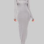 Bodycon Long Sleeves Solid Color High Neck Maxi Dresses
