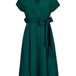 Bowknot Lace-Up Solid Color V-Neck Midi Dresses