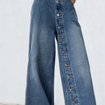 High Waisted Loose Buttoned Pockets Jean Pants Bottoms