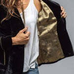 Vintage Gold Velvet Long Sleeve Pocket Blazer