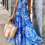 Summer Soiree Off Shoulder Smocked Cut Out Tiered Maxi Dress