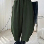 Harem Pants Wide Leg Elasticity Solid Color Split-Joint Pants Trousers
