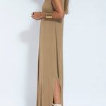 Elegant Is Eternal Knit Solid Color Sleeveless Slit Maxi Dress