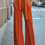 High Waisted Sleeveless Buttoned Pockets Tied Waist Lapel Jumpsuits