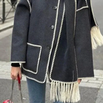 Scarf-Neckline Felt Woolen Coat