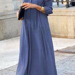Solid Color Lapel Long Sleeve Simple Casual Long Shirt Dress