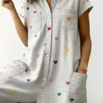 Women'S Casual Jumpsuit With Heart Print