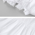 A-Line Loose Pleated Ruffled Solid Color Split-Joint Round-Neck Mini Dresses Shirt Dress