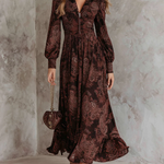 Lunori™ Marlene | Midi Paisley Dress with Zip at the Neck