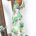 Printed Adjustable Tie Backless Maxi Dress