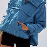 Solid Color Hooded Padded Foldable Padded Pullover Pocket Long Sleeve Jacket