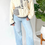 Nioa Cheerful Contrast Patchwork Knitted Pullover Sweater