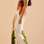 Love Filled Floral Print One Shoulder Side Ruffles Maxi Slip Dress