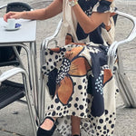 Loose Short Sleeves Flower Print Split-Joint Off-The-Shoulder Maxi Dresses