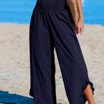 Women's High-Waist Pleated Irregular Hem Cotton And Linen Loose Casual Pants