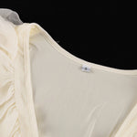 A-Line High Waisted Ruffle Trim Solid Color Tied V-Neck Mini Dresses
