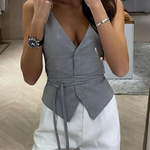 Gentleman or Lady Style Button Up Waist Strap Vest