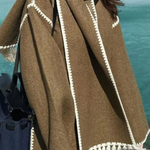 Scarf-Neckline Felt Woolen Coat