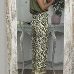 GALA waist tie ethnic totem pattern trousers