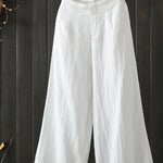 Women's Casual Simple Cotton Pants Loose Nine Point Wide Leg Pants