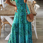 Celeste Boho Printed Strap Elastic Waist Maxi Dresses