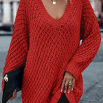 Solid Drop Shoulder Cotton Oversized Sweater