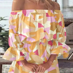 It All Begins with Love Printed Off Shoulder Mini Dress