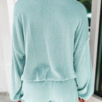 Corded V Neck Slouchy Top & Pocketed Shorts Set