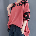 Stylish Letter Print Round-Neck Sweatshirt