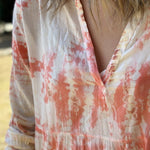 tie-dye long-sleeve v-neck dress
