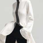 Flared Sleeves High-Low Falbala Stand Collar Blouses&Shirts Tops
