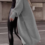 Lantern sleeve loose long knit cardigan