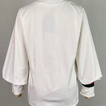 Long Sleeves Loose Contrast Color Pleated V-Neck Blouses&Shirts Tops