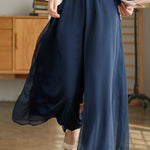 Casual Solid Color Chiffon Column Wide Leg Pants&Skirt