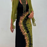 Summer Adventures Tie-dye Print Back Lace-up Stretch Maxi Dress