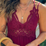 GARNET CROCHET TOP HIGH LOW DRESS