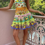 Summer MulticolorLemon Preated Hem Mini Dress