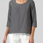 Zeagoo Zeagoo Women's 3/4 Sleeve Blouse Crew Neck Summer Casual Tops Loose Fit Blouse