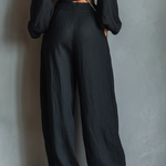 Cotton Casual Plain Wide Leg Pants