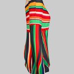 Long Sleeves Loose Contrast Color Striped Halter-Neck T-Shirts Tops