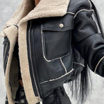 Lambswool short zipper biker jacket
