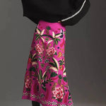 Creative Tropical Rainforest Unique Print High Rise Midi Skirt