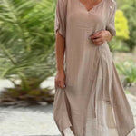 Women's Country Style V Neck Short Sleeve Irregular Hem Dress