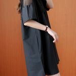 Original Solid Lace Split-Side Short Sleeve A-Line Mini Dress